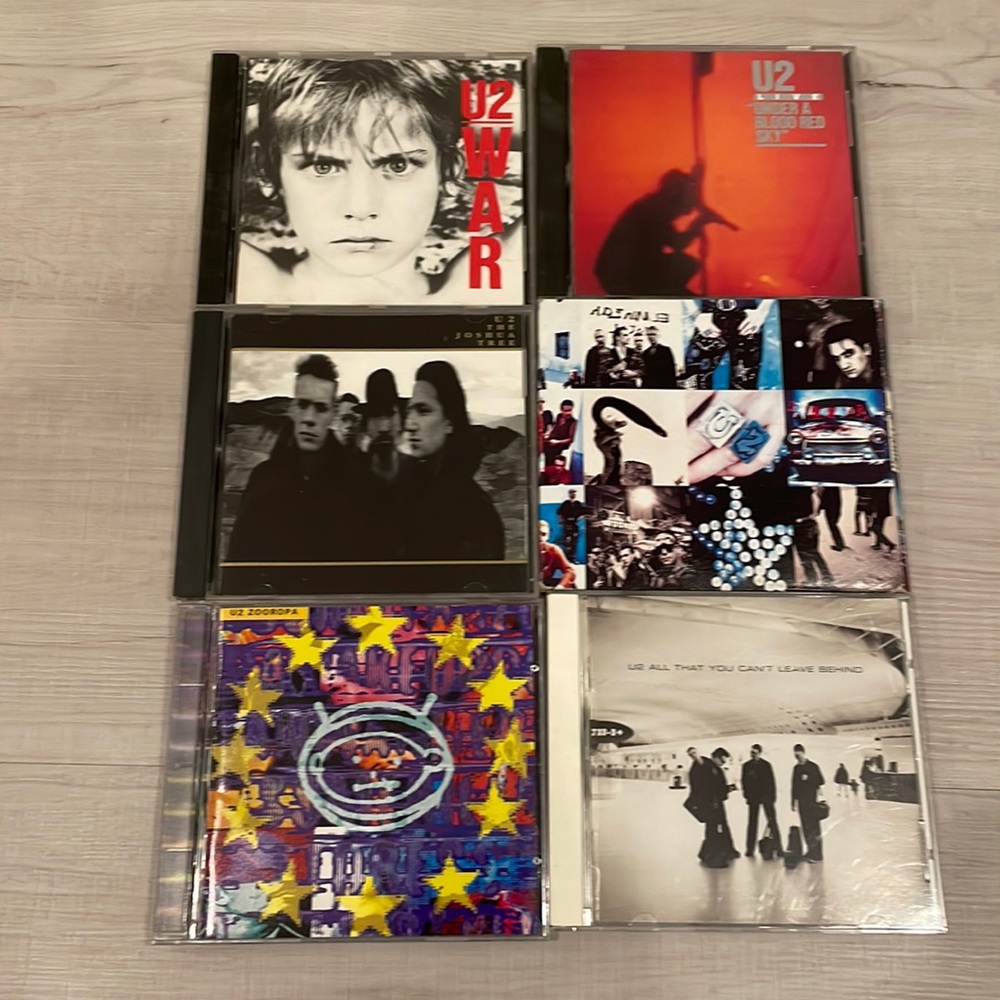 U2 CD collection. 6 U2 Compact Discs for the 80s to 2000.